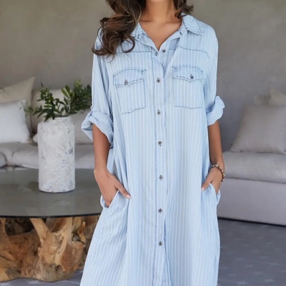 Vinnie striped down dress - Picture 1 of 5